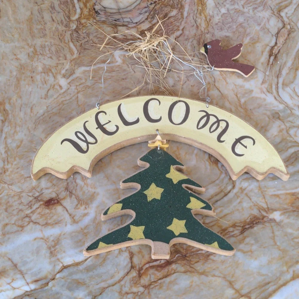 WELCOME Christmas Tree Wall Door Hanging